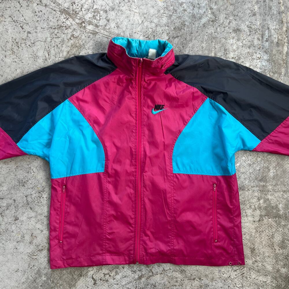 Nike Vintage 90s Silver Tag Colorblock Windbreaker Teal Black White XL